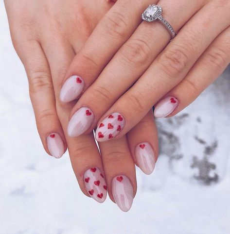 Red Hearts nail